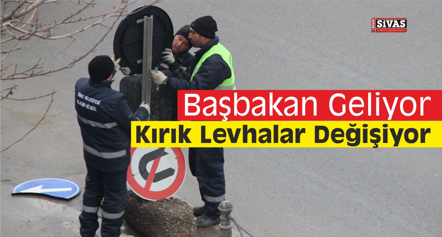 kırık levha başbakan gelmeden değişiyor
