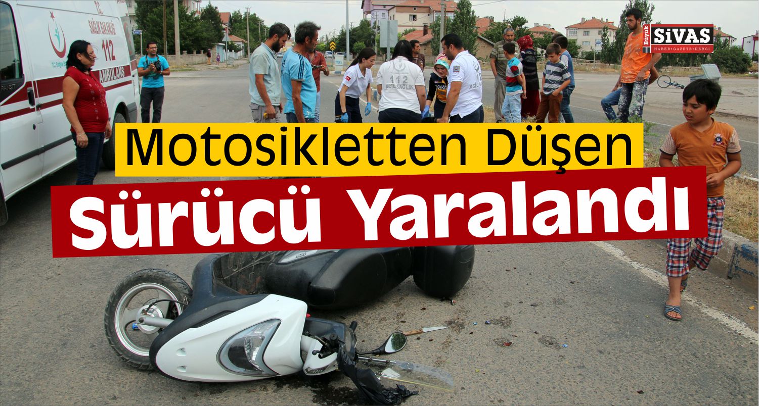 Motosikletten Düşen Sürücü Yaralandı