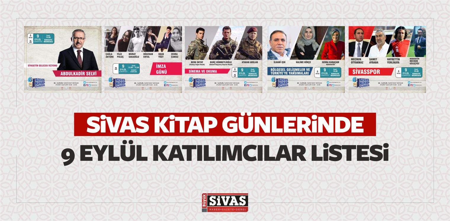 Sivas Kitap Günlerinde 9 Eylül Katılımcı Listesi