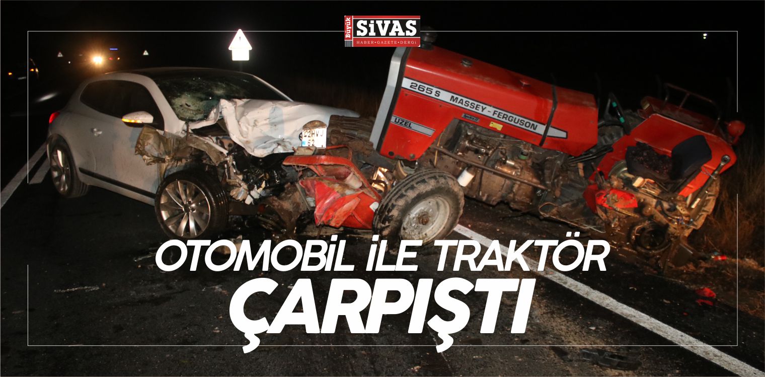 Otomobilin Traktörle Çarpışması Sonucu 2 Kişi Yaralandı