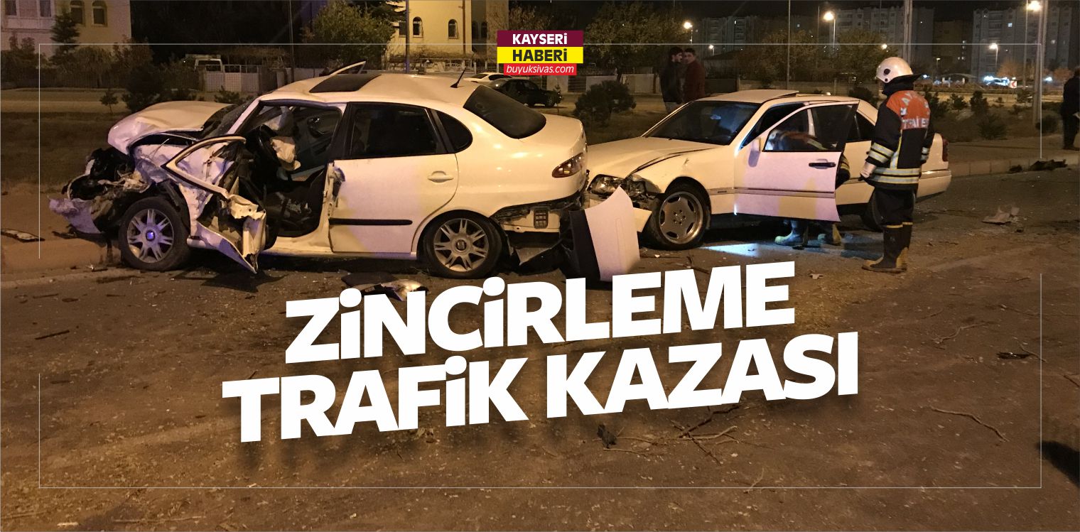 Melikgazi ilçesinde Zincirleme Trafik Kazasında 3 Kişi Yaralandı