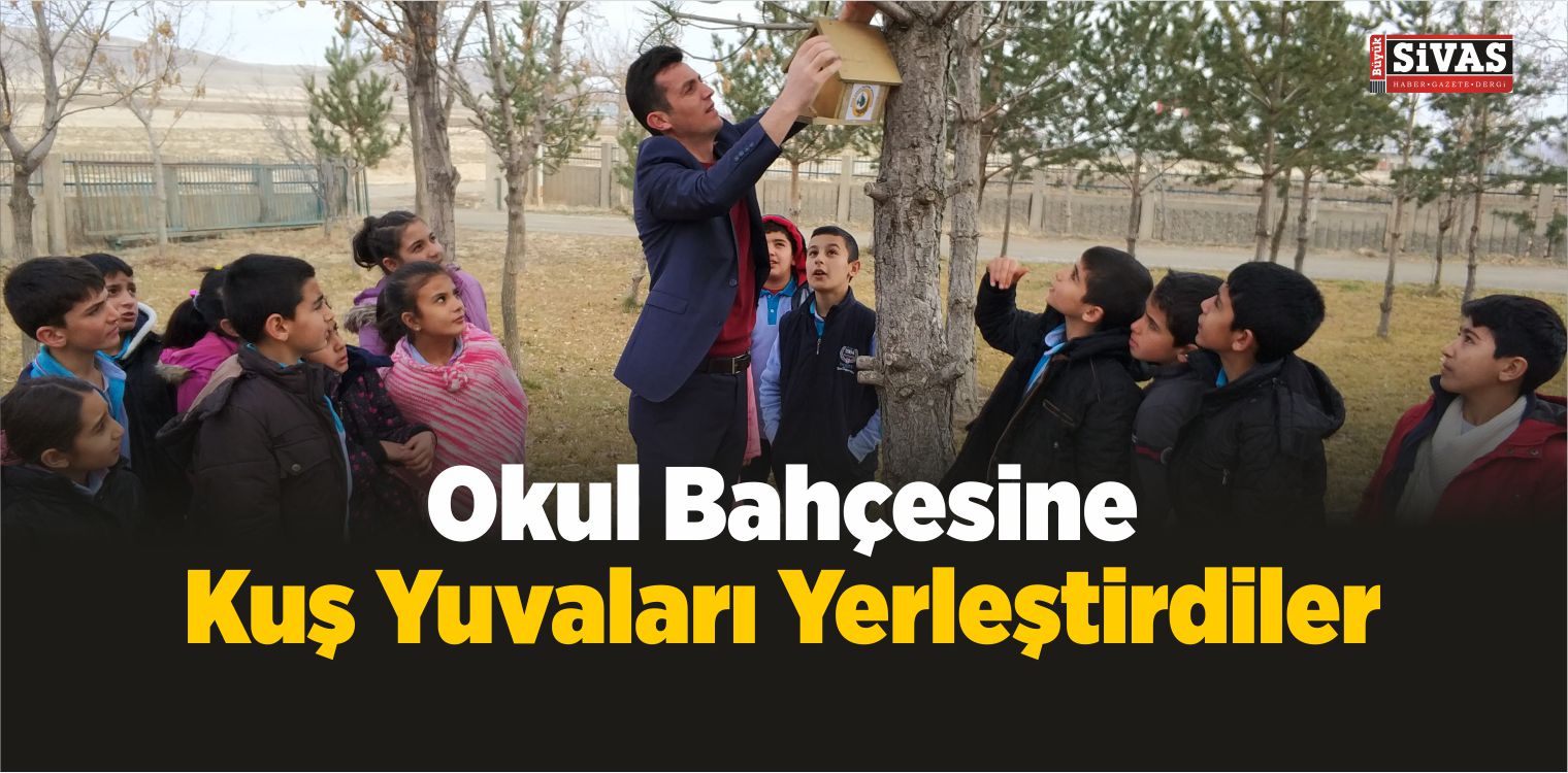 Okul Bahçesine Kuş Yuvaları Yerleştirdiler