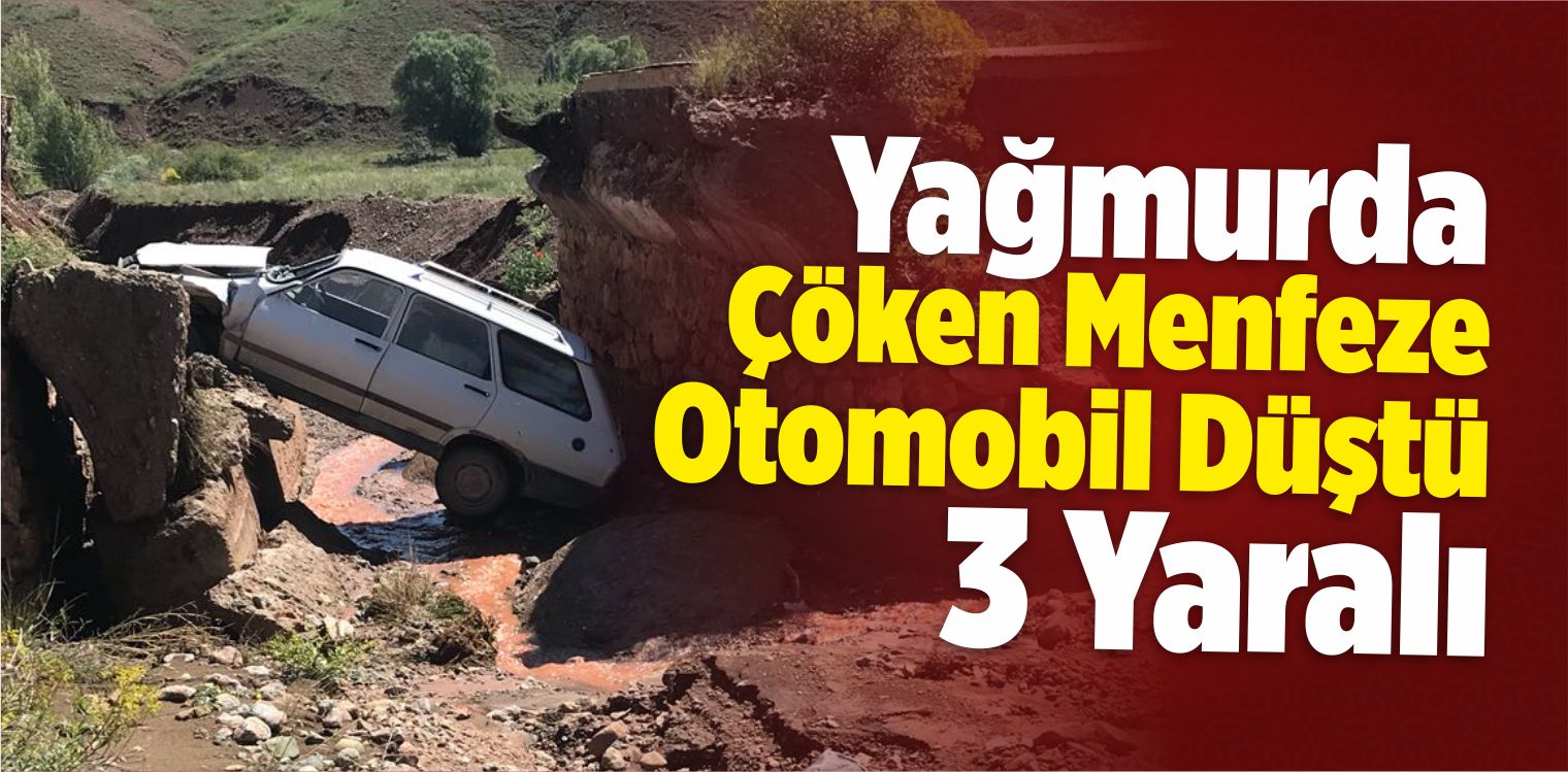 Yağmurda Çöken Menfeze Otomobil Düştü: 3 Yaralı