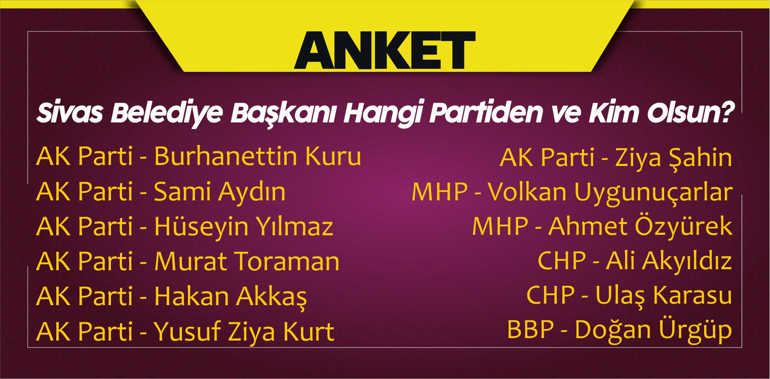 Sivas Belediye Başkanı Hangi Partili ve Kim Olsun? Anketi Başladı!
