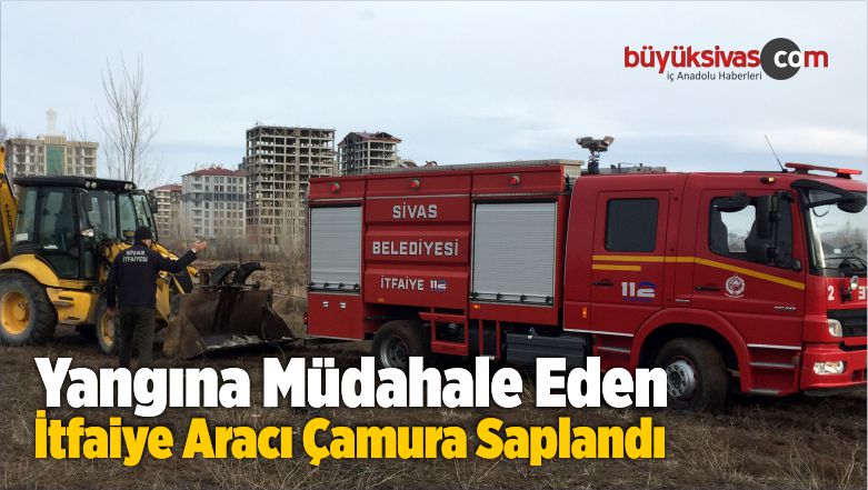 Yangına Müdahale Eden İtfaiye Aracı Çamura Saplandı