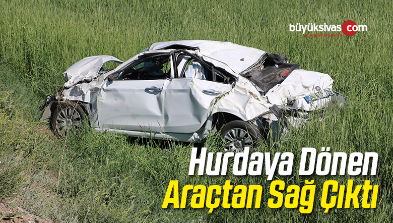 İki Kişi Hurdaya Dönen Araçtan Sağ Çıktı