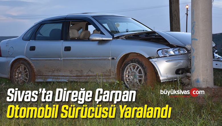 Direğe Çarpan Otomobil Sürücüsü Yaralandı