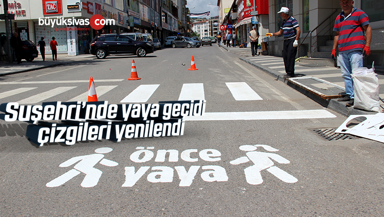 Suşehri’nde Yaya Geçidi Çizgileri Yenilendi