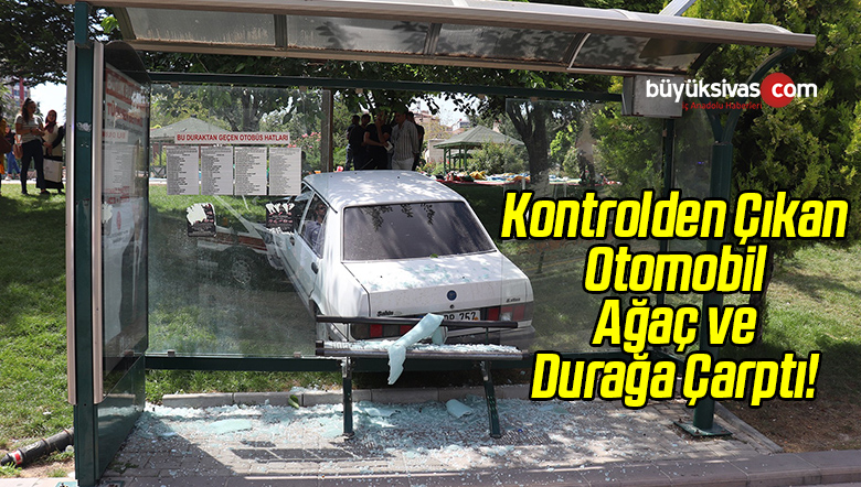 Kontrolden Çıkan Otomobil Ağaç ve Durağa Çarptı: 2 Yaralı