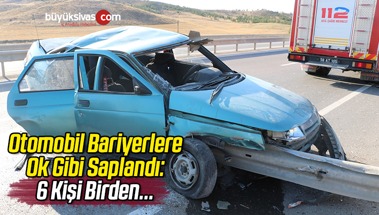 Otomobil Bariyerlere Ok Gibi Saplandı: 6 Kişi Birden…