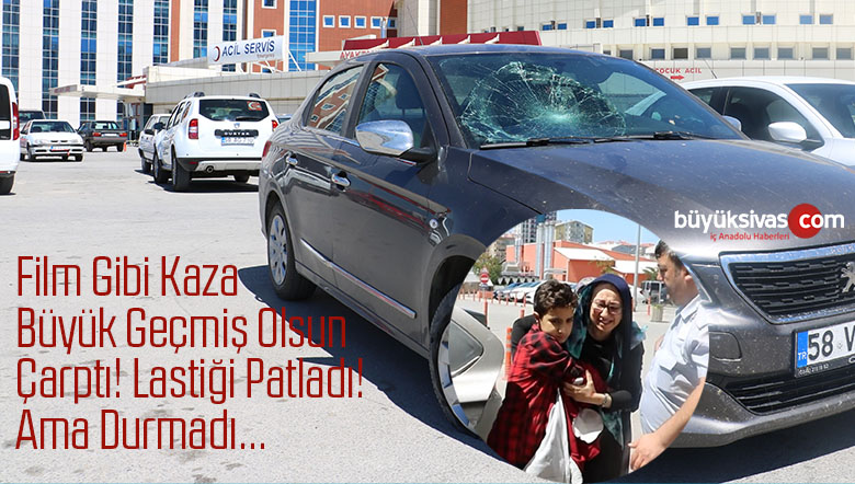 Bisikletle Karşısına Çıkan Çocuğa Çarptı! Lastiği Patladı Ama Hastaneye Sürdü