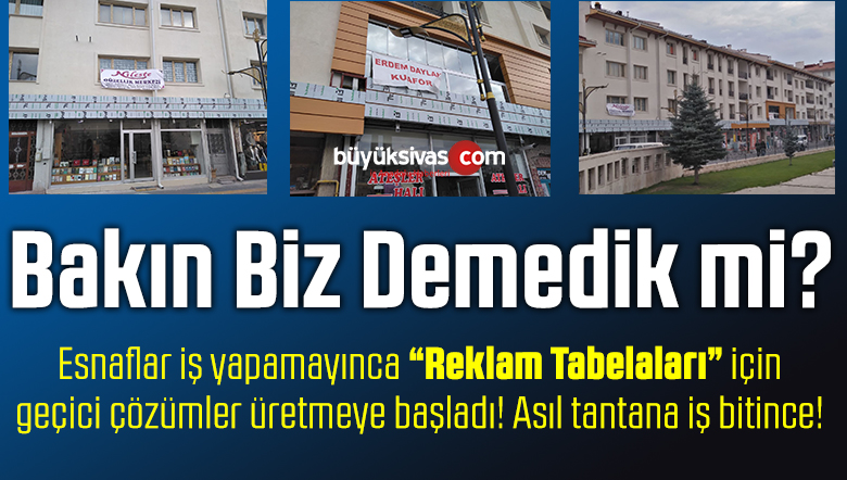 Bir Tarafta Kent Meydanı Cephe Düzenlemesi Diğer Tarafta Geçici Reklam Tabelaları