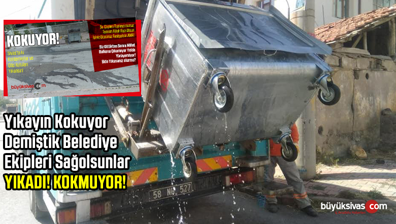 Sivas Belediyesi Ekipleri Çağrımızı Karşılıksız Bırakmadı ve Çöp Kutularını Yıkadı