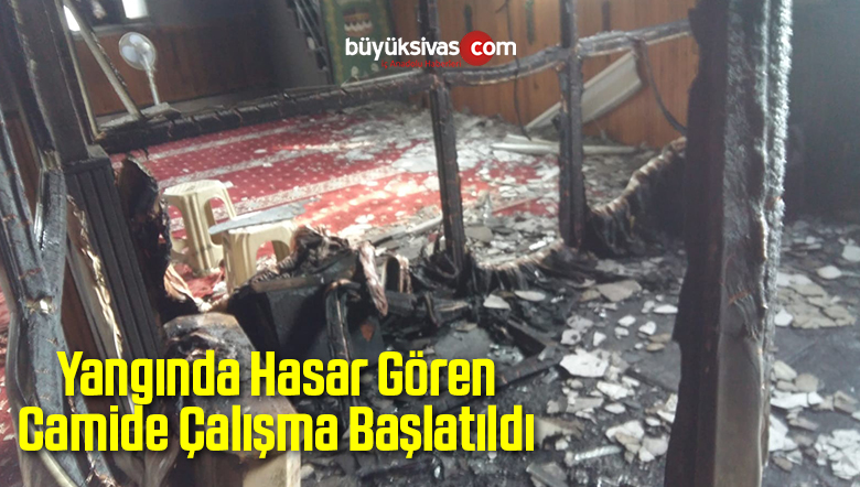 Yangında Hasar Gören Camide Çalışma Başlatıldı