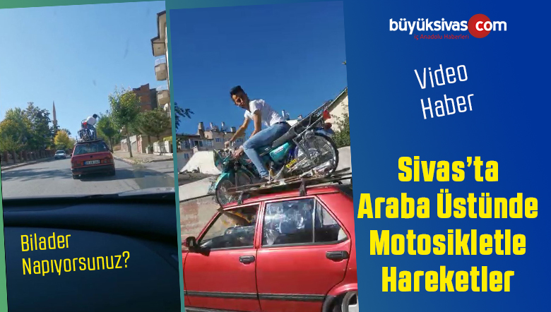 araba üstünde motosiklet