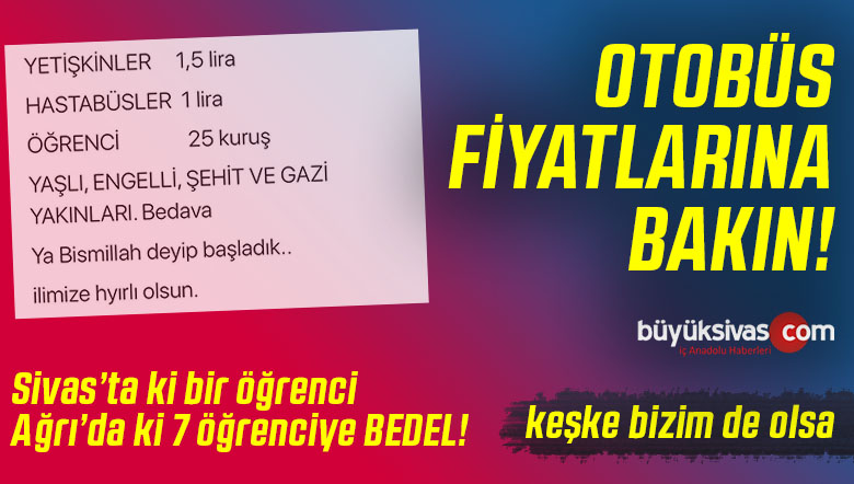 Otobüs Ücretlerine Bakın! Öğrenci 25 Kuruş Hasta 1 TL Sağlam 1,5 Lira