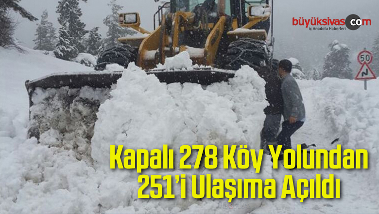 Sivas’ta Karla Kaplı 278 Köy Yolundan 251’i Ulaşıma Açıldı