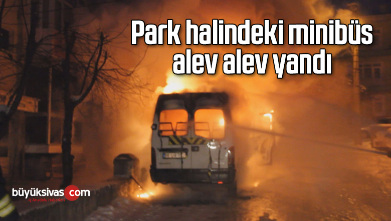 Park halindeki minibüs alev alev yandı