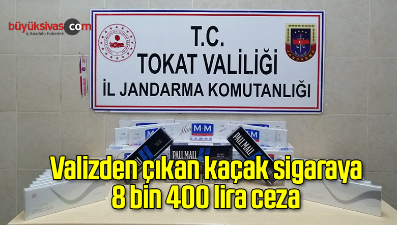 Valizden çıkan kaçak sigaraya 8 bin 400 lira ceza