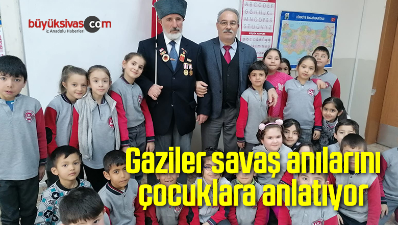 Gaziler savaş anılarını çocuklara anlatıyor