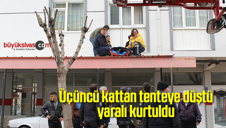 Üçüncü kattan tenteye düştü yaralı kurtuldu