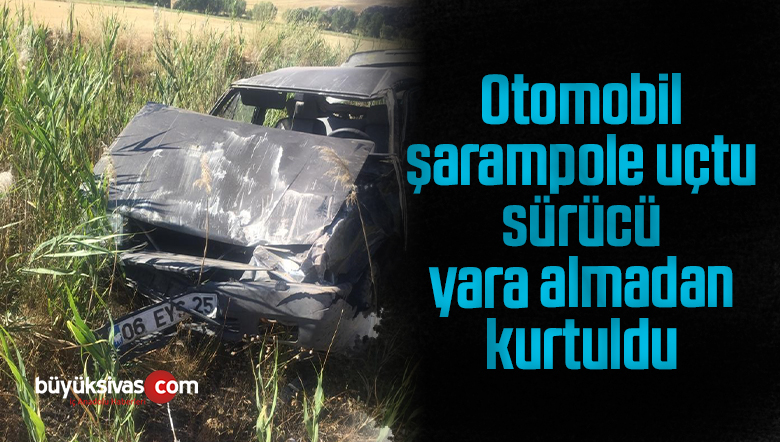 Otomobil şarampole uçtu, sürücü yara almadan kurtuldu