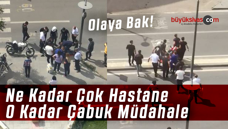 Sivas’ta Motosiklet Sürücüsünün Ağaca Çarptı Sonra Böyle Müdahale Edildi!