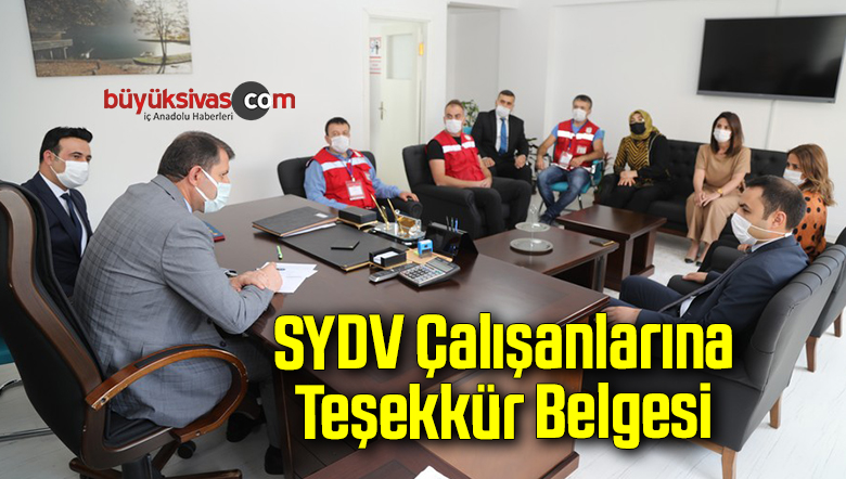 Vali Ayhan’dan SYDV Çalışanlarına Teşekkür Belgesi