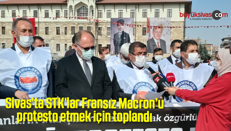 Sivas’ta STK’lar Fransız Macron’u protesto etmek için toplandı