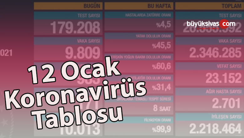 12 Ocak 2021 Türkiye’de koronavirüste bugün 9 bin 809 yeni vaka