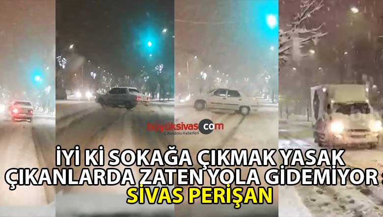 Sivas’ta bugün etkili olan kar yağışı! Araçlar yolda gitmeye zorlanıyor