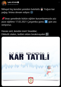 Sivas’ta Eğitime Kar Engeli