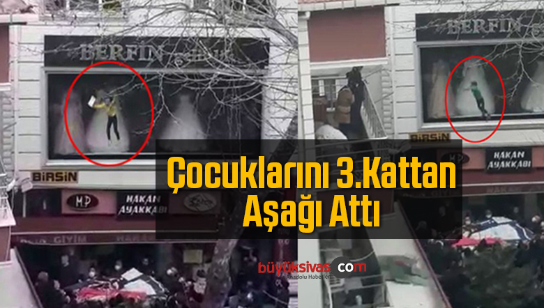 Çocuklarını 3. Kattan Aşağı Attı, Vatandaş Battaniye Açarak Kurtardı