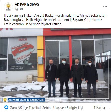 AK Parti Sivas İl Eski Başkan Yardımcılarına Bir Kare Foto Uğruna Ziyaret