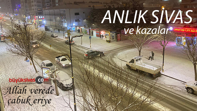 Sivas’ta anlık durum! Kar yağışı her yeri pert etti! Kaza görüntüleri