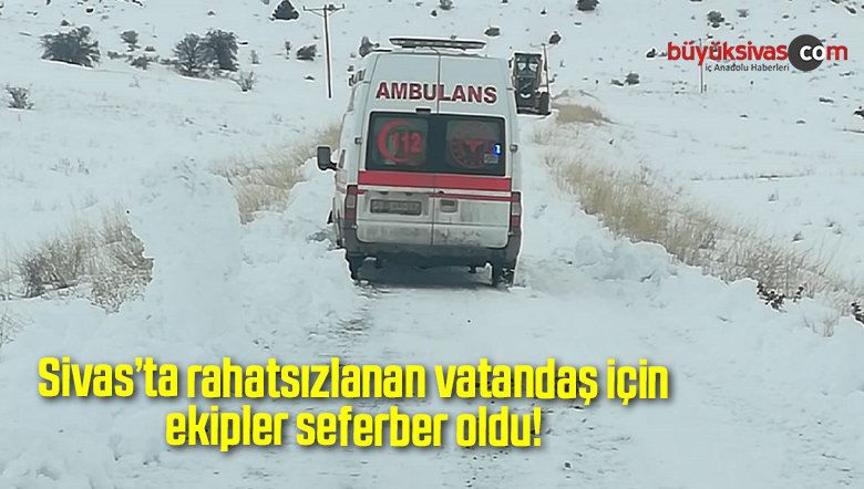 Rahatsızlanan vatandaş, karla kaplı yolun açılmasıyla hastaneye ulaştırıldı