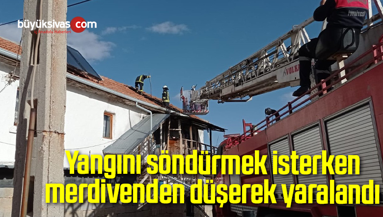 Yangını söndürmek isterken merdivenden düşerek yaralandı