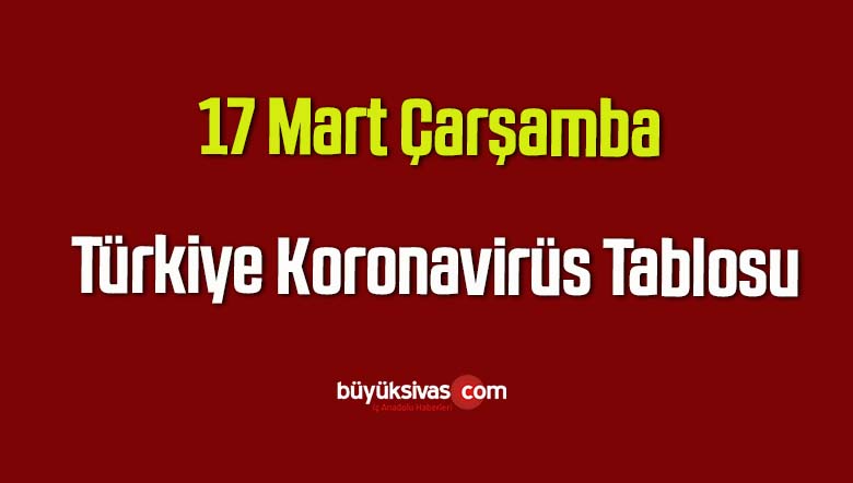 17 Mart Çarşamba Türkiye Koronavirüs Tablosu