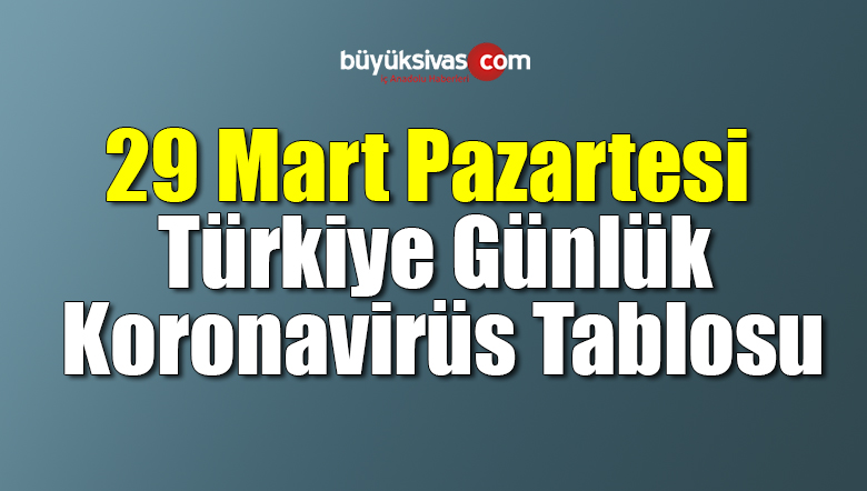 29 Mart Pazartesi Türkiye Günlük Koronavirüs Tablosu