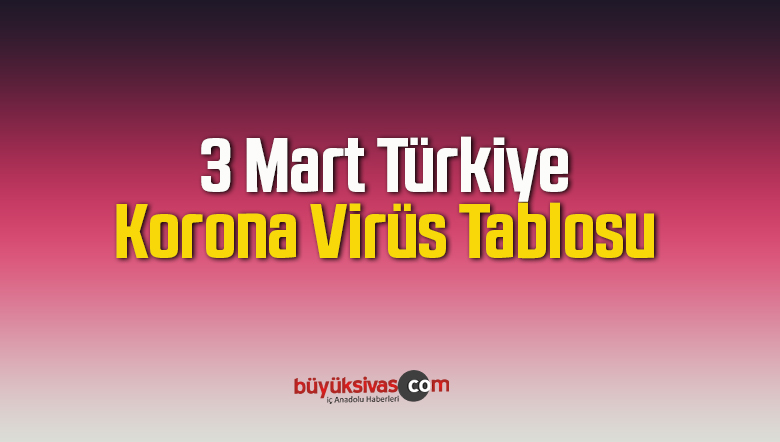 3 Mart Türkiye Korona Virüs Tablosu