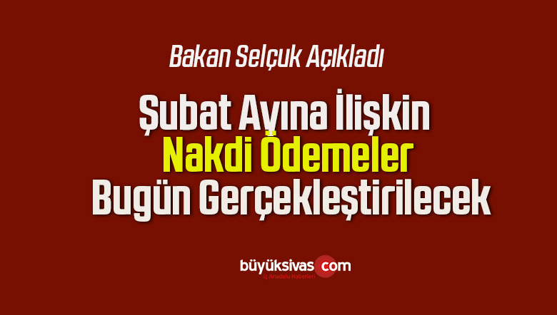 Şubat Ayına İlişkin Nakdi Ödemeler Bugün Gerçekleştirilecek
