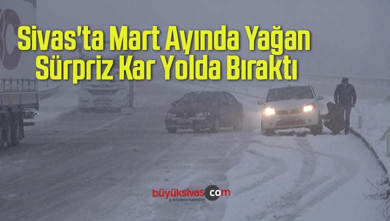 Sivas’ta Mart Ayında Yağan Sürpriz Kar Yolda Bıraktı