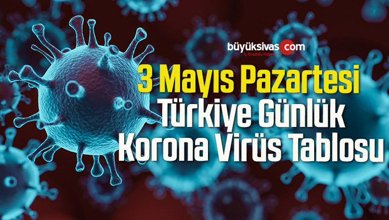 3 Mayıs Pazartesi Türkiye Günlük Korona Virüs Tablosu