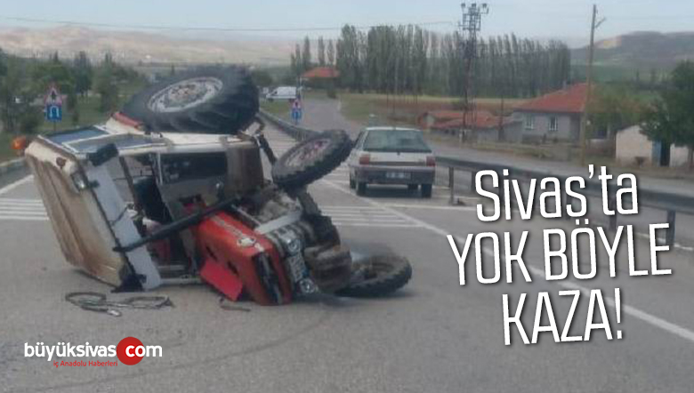 Sivas’ta kaza! Devrilen traktöre arkadan çarptı: 4 yaralı