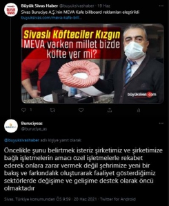 Buruciye A.Ş’den Lokantacılar Odası Başkanı Yiğit’e Cevap