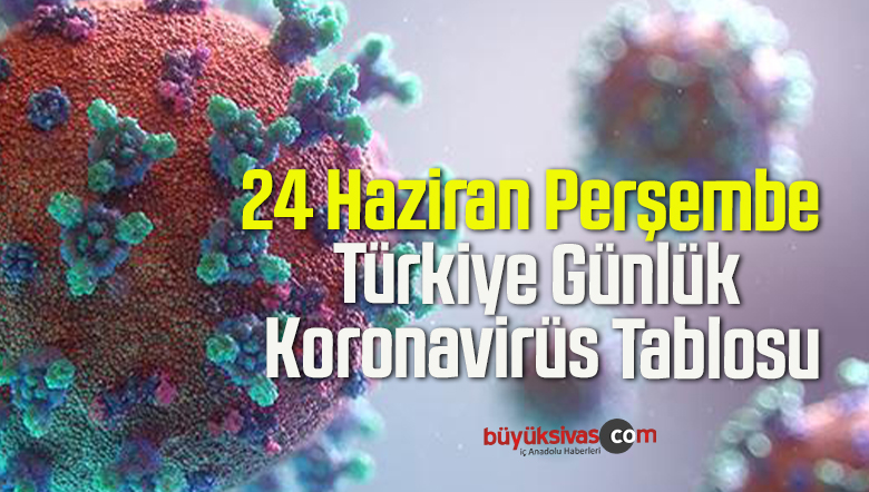 24 Haziran Perşembe Türkiye Günlük Koronavirüs Tablosu
