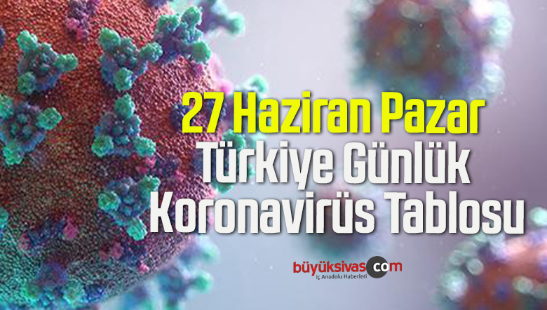 27 Haziran Pazar Türkiye Günlük Koronavirüs Tablosu