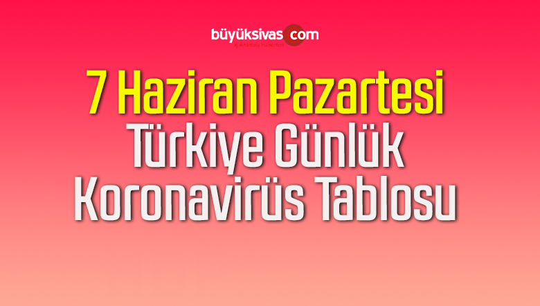 7 Haziran Pazartesi Türkiye Günlük Koronavirüs Tablosu