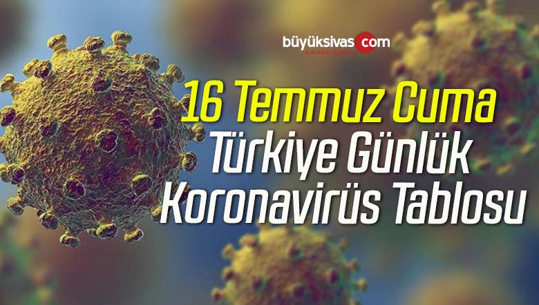 16 Temmuz Cuma Türkiye Günlük Koronavirüs Tablosu