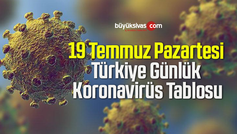 19 Temmuz Pazartesi Türkiye Günlük Koronavirüs Tablosu
